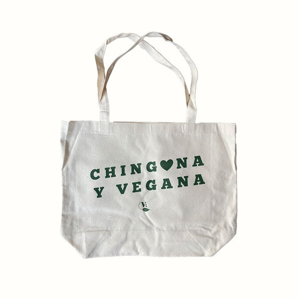 Tote Bag Color Crudo Chingona y Vegana Vegan Label 1 pz