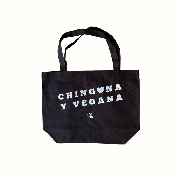 Tote Bag Color Negro Chingona y Vegana Vegan Label 1 pz