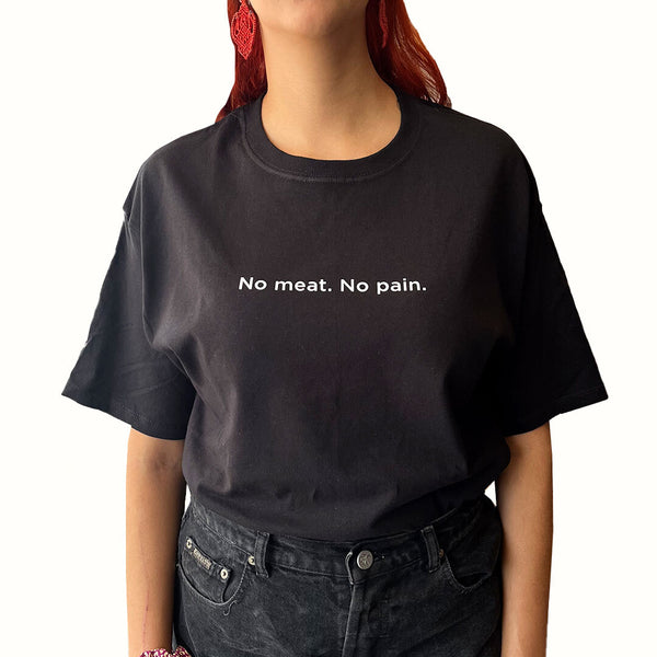 Playera Negra Unisex NO MEAT, NO PAIN - Vegan Mama
