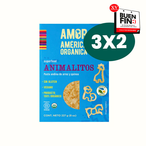 Pasta Orgánica Animalitos de Arroz y Quinoa Sin Gluten América Orgánica 227 g