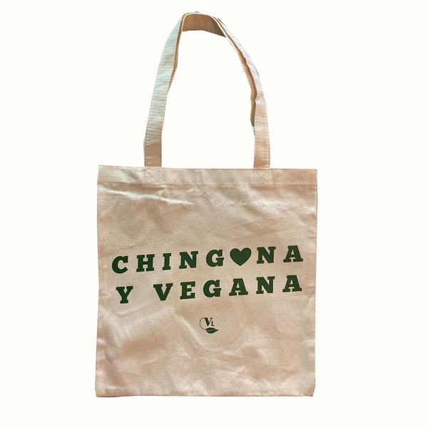Tote Bag Color Crudo Chingona y Vegana Vegan Label 1 pz