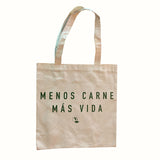 Tote Bag Color Crudo Menos Carne Más Vida Vegan Label 1 pz
