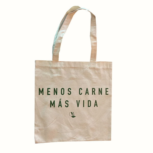 Tote Bag Color Crudo Menos Carne Más Vida Vegan Label 1 pz