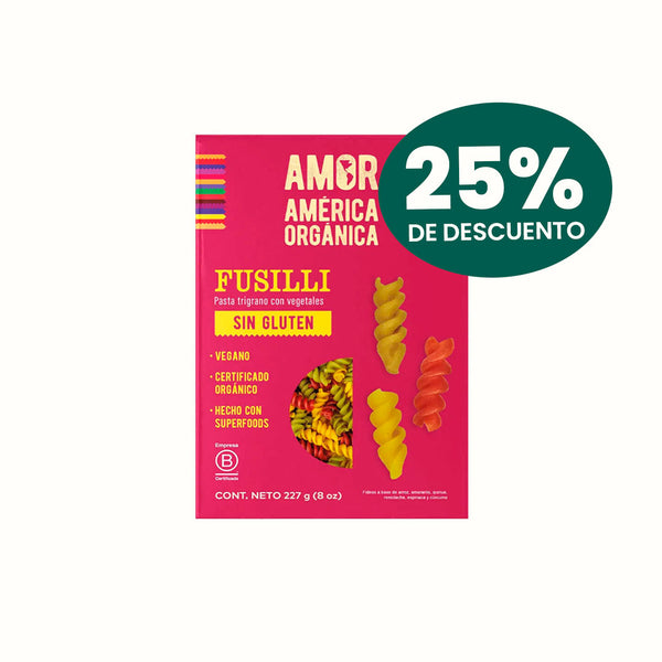 Pasta Orgánica Fusilli Trigrano con Vegetales Sin Gluten América Orgánica 227 g