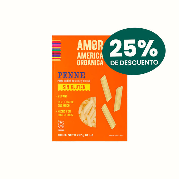 Pasta Orgánica Penne de Arroz y Quinoa Sin Gluten América Orgánica 227 g
