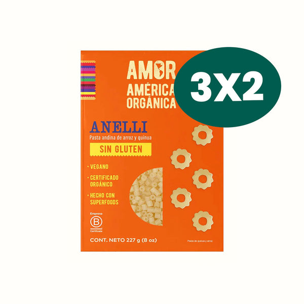 Pasta Orgánica Anelli de Arroz y Quinoa Sin Gluten América Orgánica 227 g