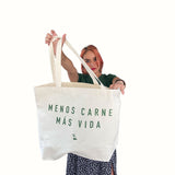 Tote Bag Color Crudo Menos Carne Más Vida Vegan Label 1 pz