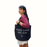 Tote Bag Color Negro Menos Carne Más Vida Vegan Label 1 pz