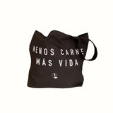 Tote Bag Color Negro Menos Carne Más Vida Vegan Label 1 pz