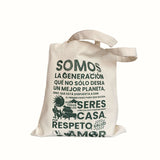 Tote Bag Color Crudo Somos la Generación Vegan Label 1 pz