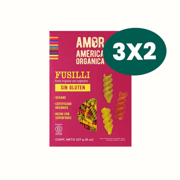 Pasta Orgánica Fusilli Trigrano con Vegetales Sin Gluten América Orgánica 227 g
