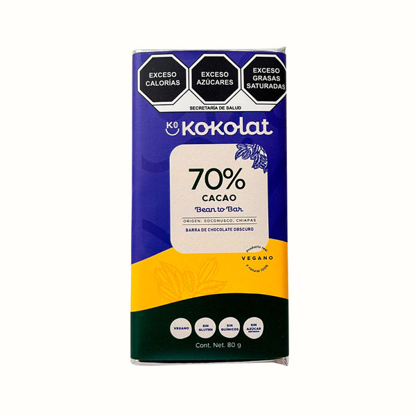 Barra de Chocolate Vegano 70% Cacao Kokolat 80 g