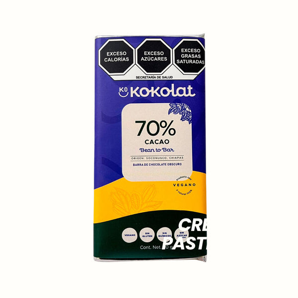 Barra de Chocolate Vegano 70% Cacao Kokolat 80 g