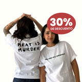 Playera Blanca Unisex We Are All Animals / Meat Is Murder - Vegan Mama