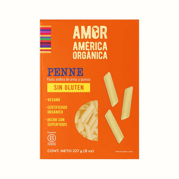 Pasta Orgánica Penne de Arroz y Quinoa Sin Gluten América Orgánica 227 g