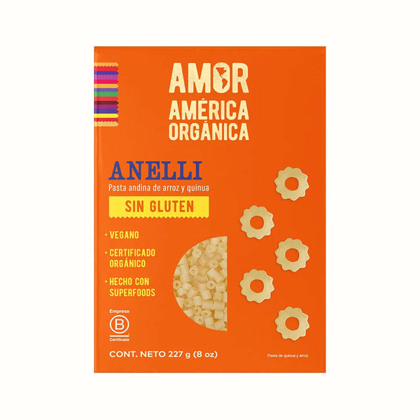 Pasta Orgánica Anelli de Arroz y Quinoa Sin Gluten América Orgánica 227 g